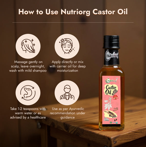 Nutriorg Certified Organic Castor Oil 200ml (pack of 2*100ml)