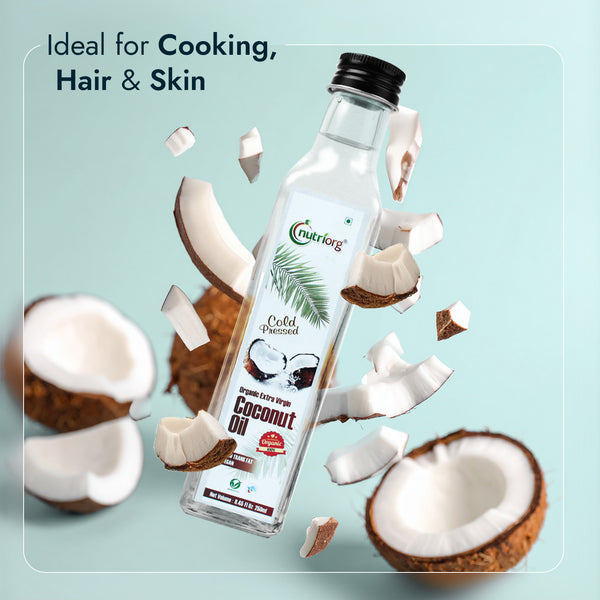 Nutriorg Certified Organic Extra Virgin Coconut Oil 250 ml & White Sesame Oil 500ml (Combo 2)